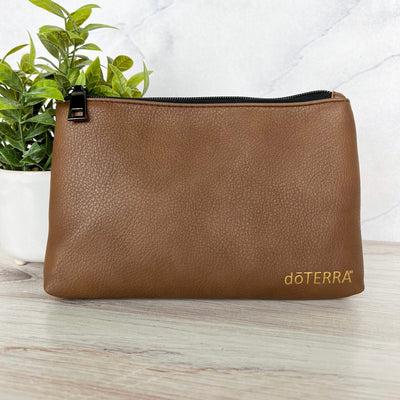 Brown Vegan Leather Essential Oil Pouch