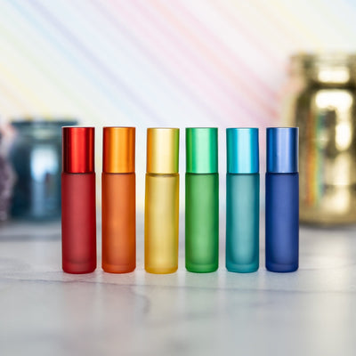 10ml Frosted Bottles with Metallic Lids - 5pk
