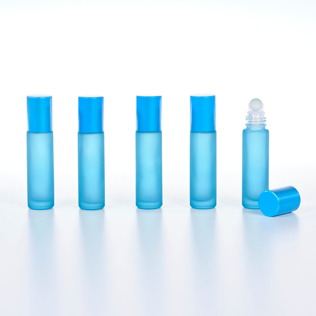 10ml Frosted Bottles with Metallic Lids - 5pk