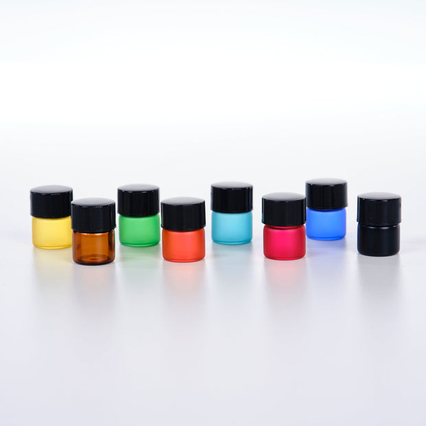 1/4 Dram Frosted Sample Vials w/ Orifice Reducer - 12pk