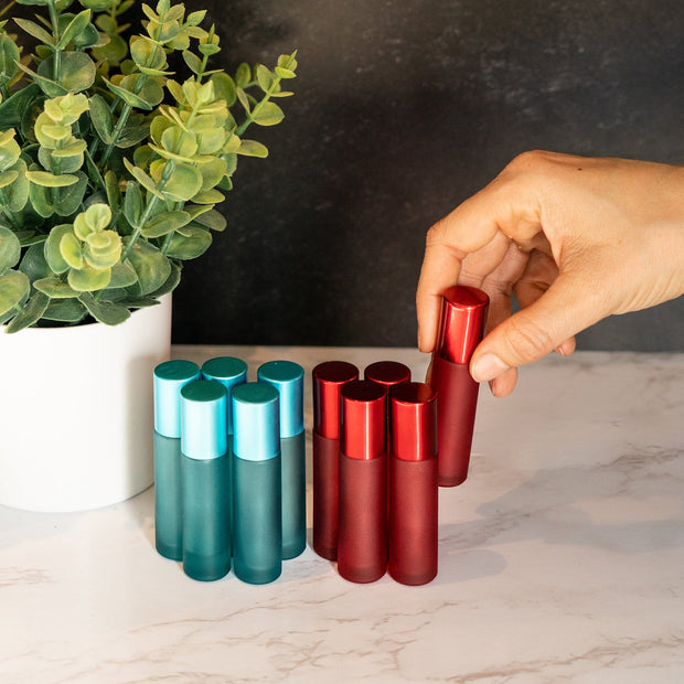 10ml Frosted Bottles with Metallic Lids - 5pk
