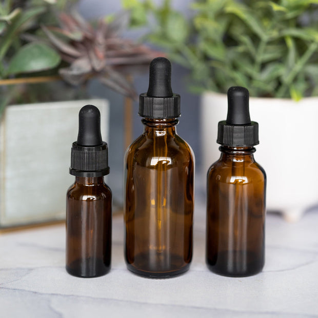 Amber Glass Bottle with Dropper Top 4pk