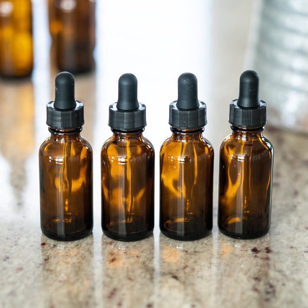 Amber Glass Bottle with Dropper Top 4pk