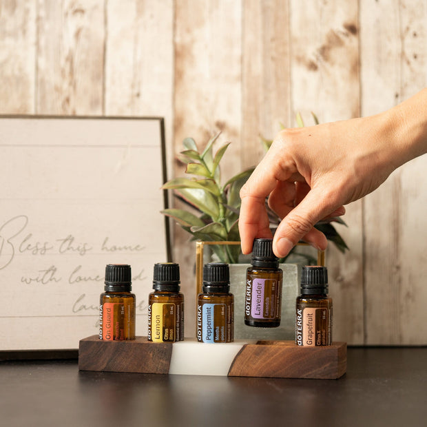 Cookies and Cream, Walnut Essential Oil Display