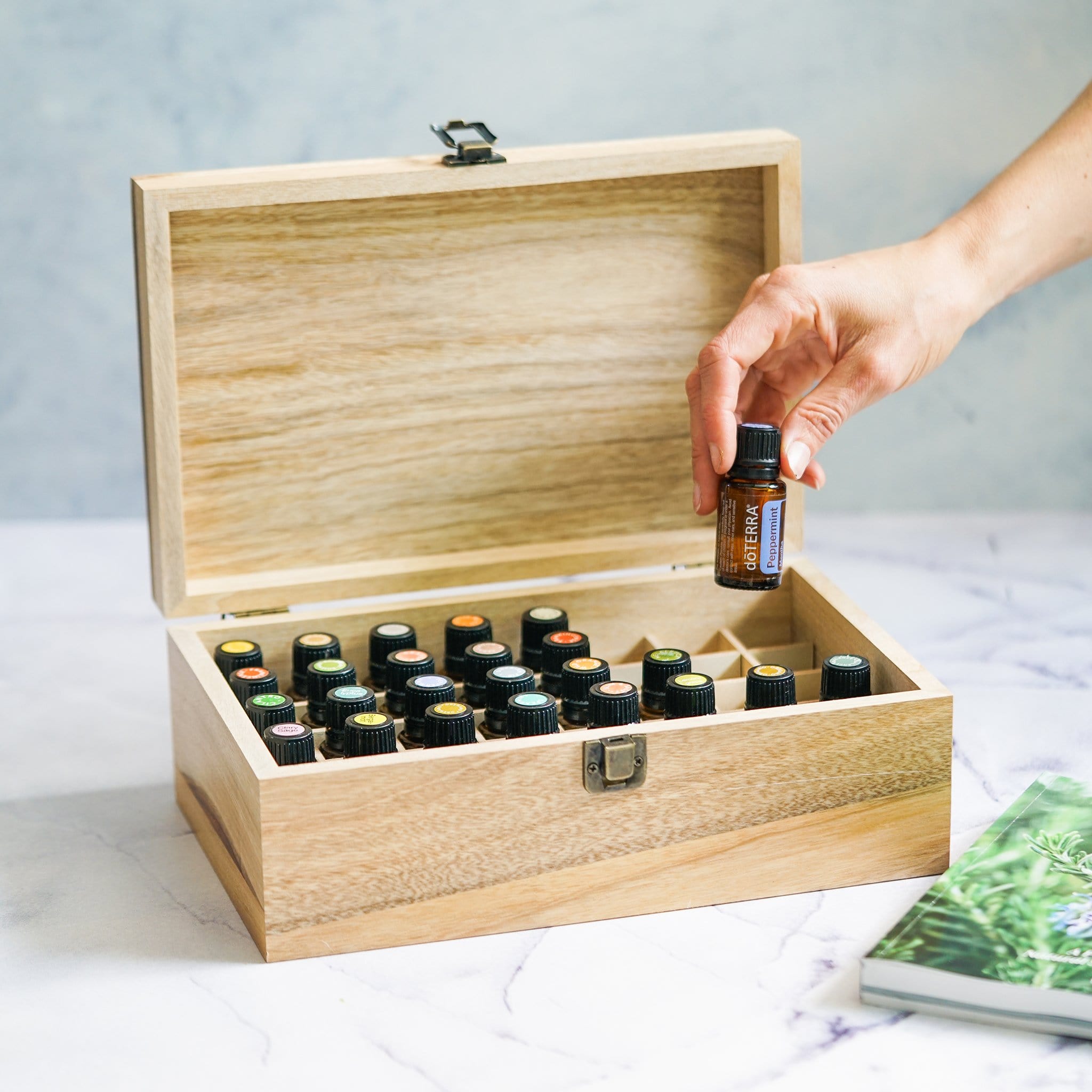 Wooden Essential Oil Storage Box Holds 40 Bottles, Holds Tall 5ml, 10ml,  15ml, Roller Bottles 