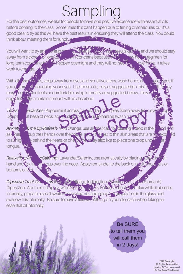Essential Oil Class Hostess Packet -Download - Oil Life