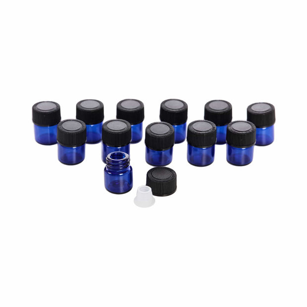1/4 Dram Glass Sample Vials - 12/ cobalt blue