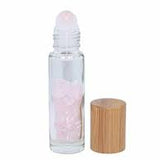 10ml Glass Roller Bottle with Gemstone Rollerball and Chipstones - 6pk