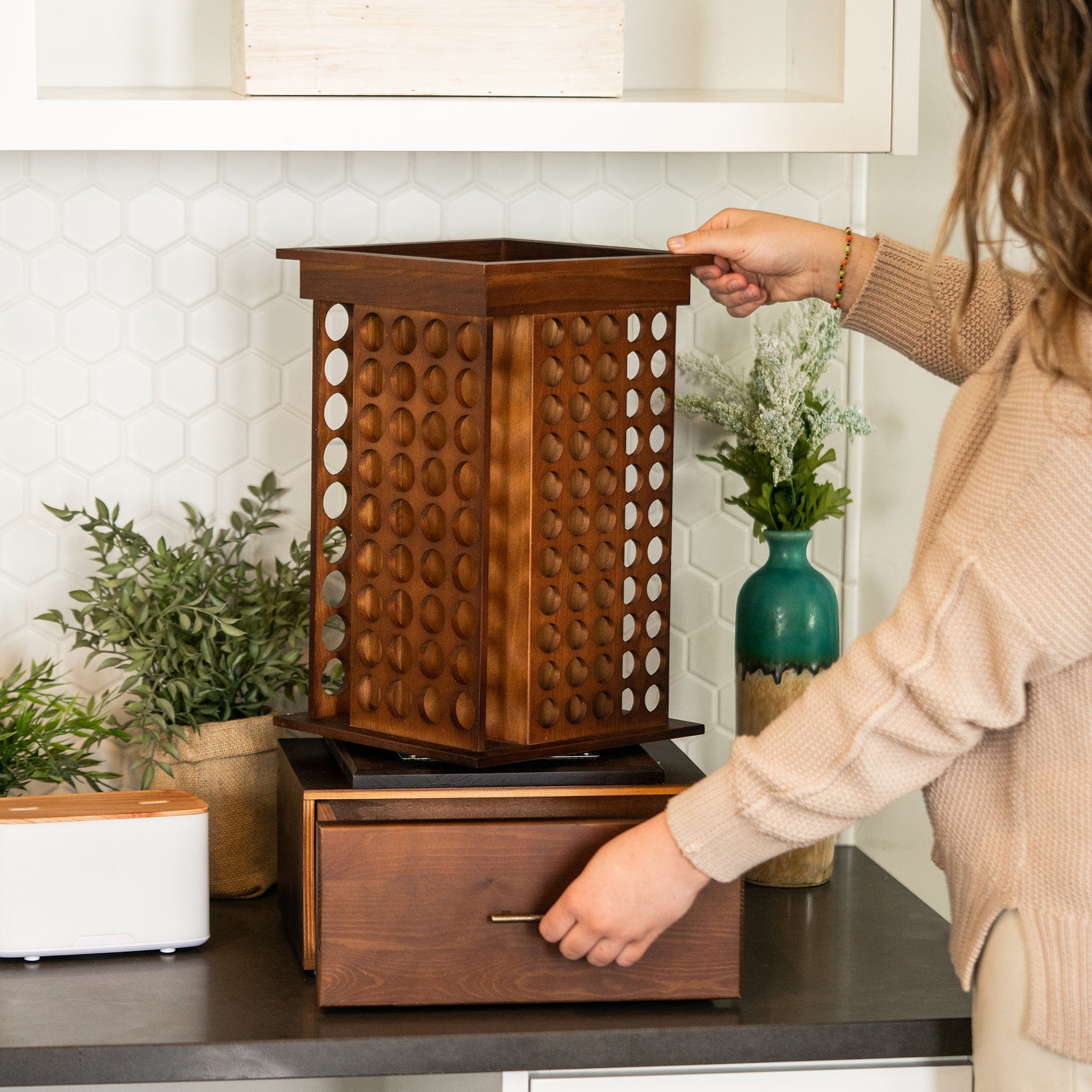 Wooden Essential Oil Storage Box Holds 40 Bottles, Holds Tall 5ml, 10ml,  15ml, Roller Bottles 