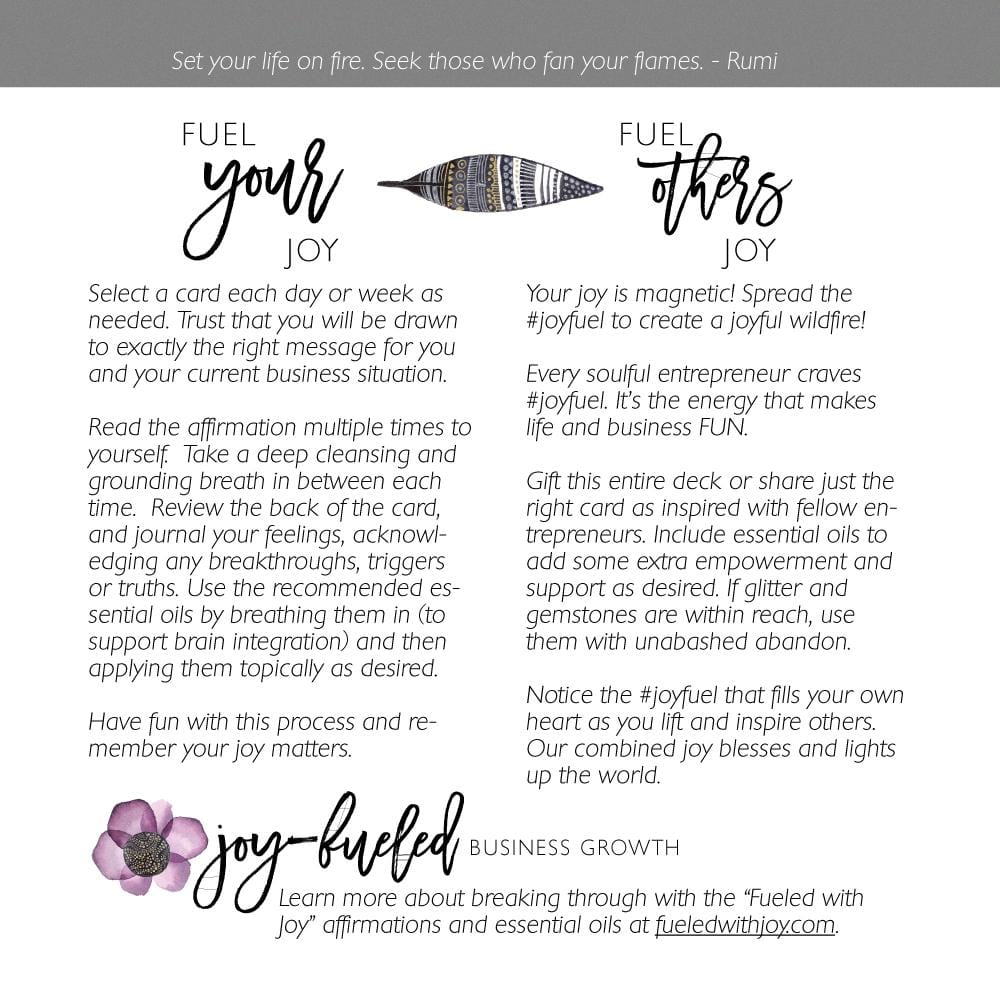 Fueled With Joy in Business and Life Affirmation Cards - Oil Life