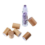 10ml Glass Roller Bottle with Gemstone Rollerball and Chipstones - 6pk