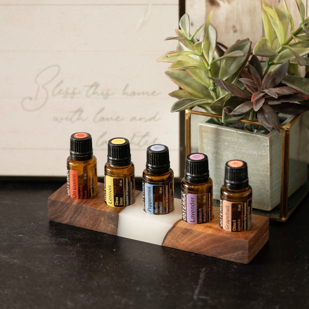 Cookies and Cream, Walnut Essential Oil Display